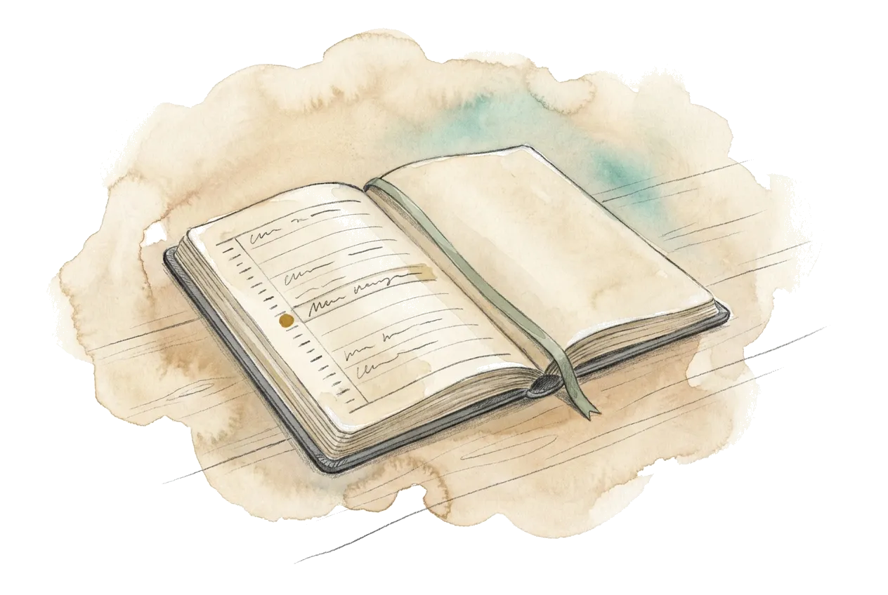 Illustration einer Kalender-Tafel mit Zeitfenstern und einem Bestätigungsticket: Online-Buchungssystem.