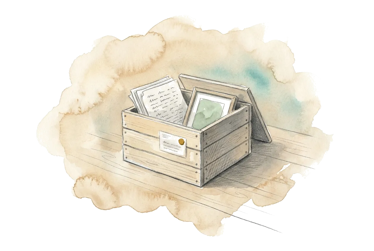 Illustration von Möbeln (Inhalte), die sorgfältig von einem alten «WP»-Haus in ein modernes «Webeo»-Haus transportiert werden.